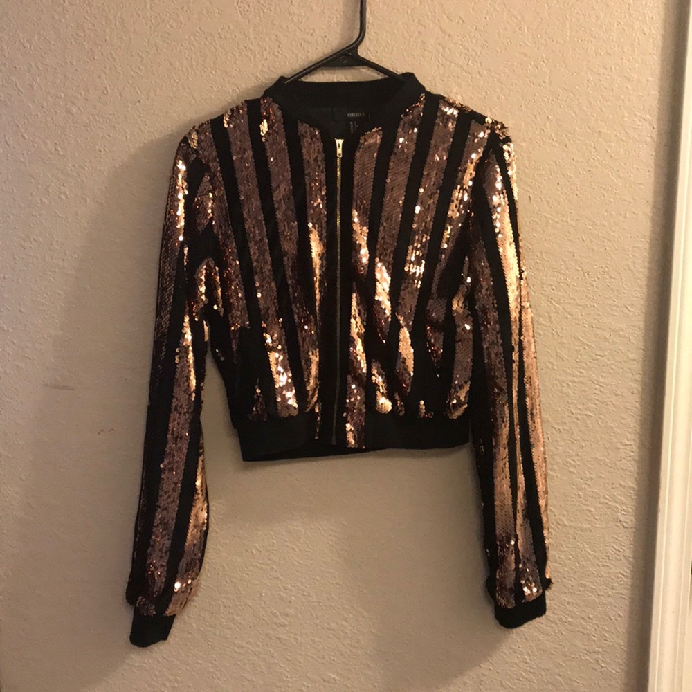 Forever 21 Gold Sequin Bomber Jacket